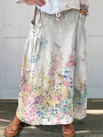 Mella | Retro Floral Art Skirt