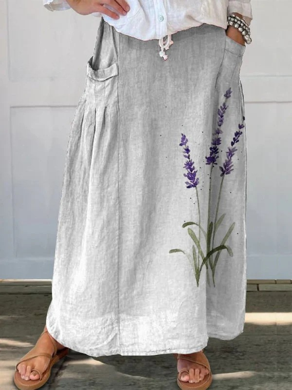 Marian | Watercolor Lavender Floral Skirt