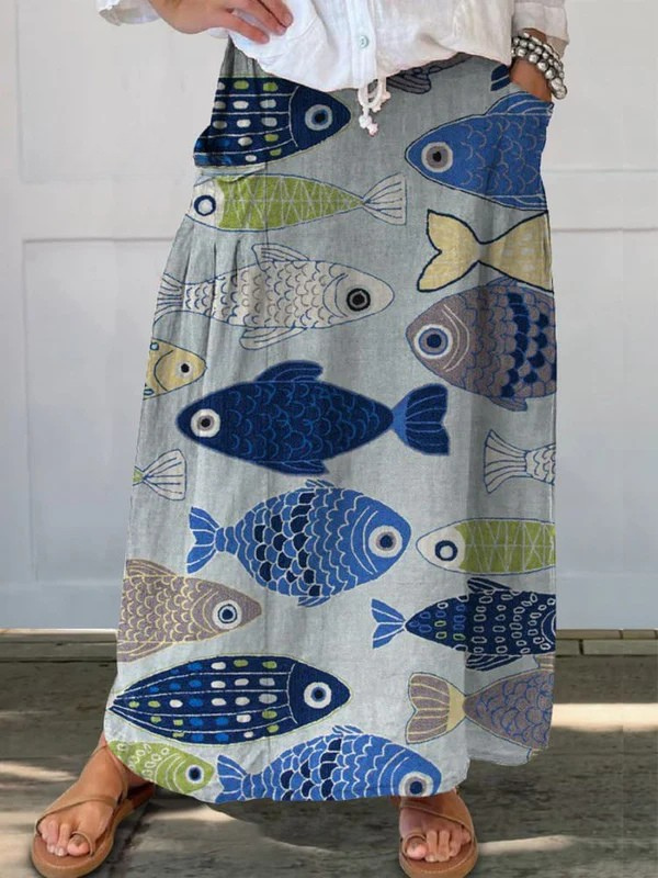 Trisia | Vintage Fish Art Skirt