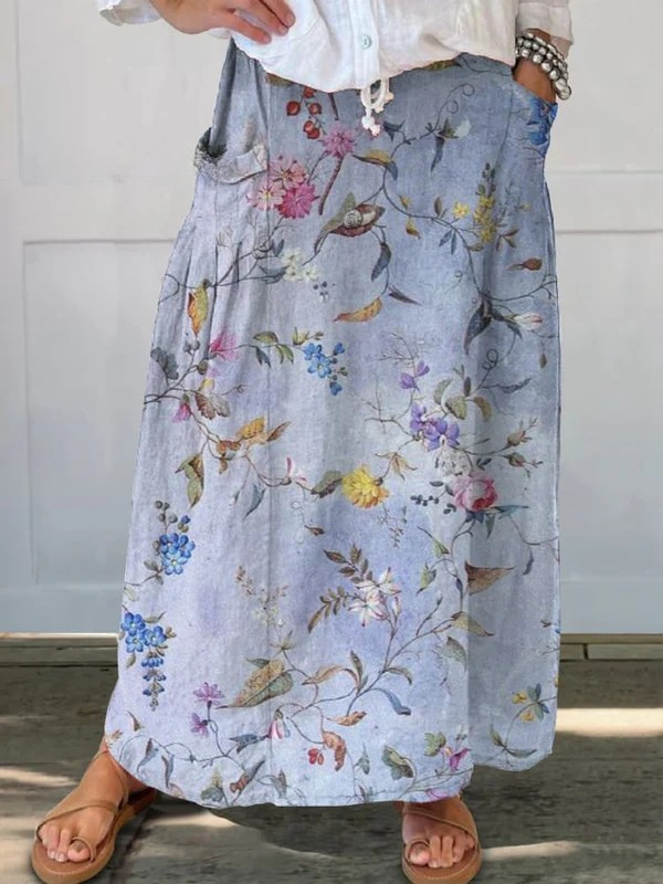 Jeda | Vintage Blue Floral Skirt
