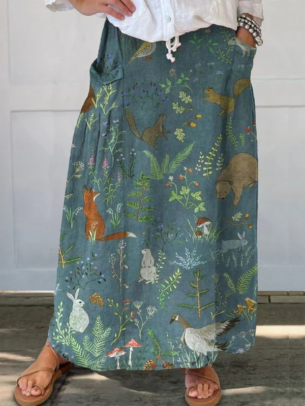 Rosil | Retro Floral-And-Animal Skirt