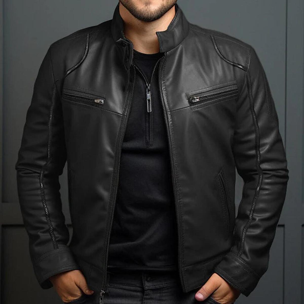 Alexander | Men's Classic Biker Jacket with Zip