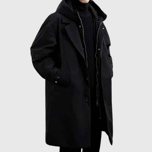 Jacob | Men's Lightweight Water-Resistant Long Rain Jacket with Hood