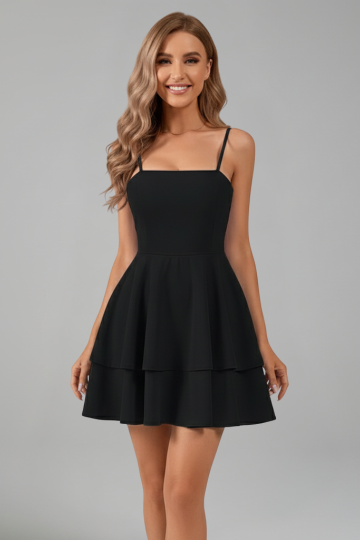 Elfriede | Women's Mini Dress with Spaghetti Straps and flared Skirt