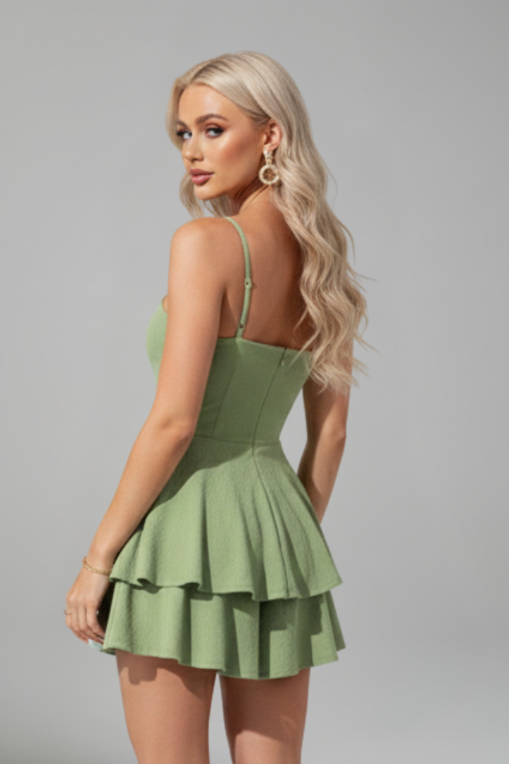 Elfriede | Women's Mini Dress with Spaghetti Straps and flared Skirt