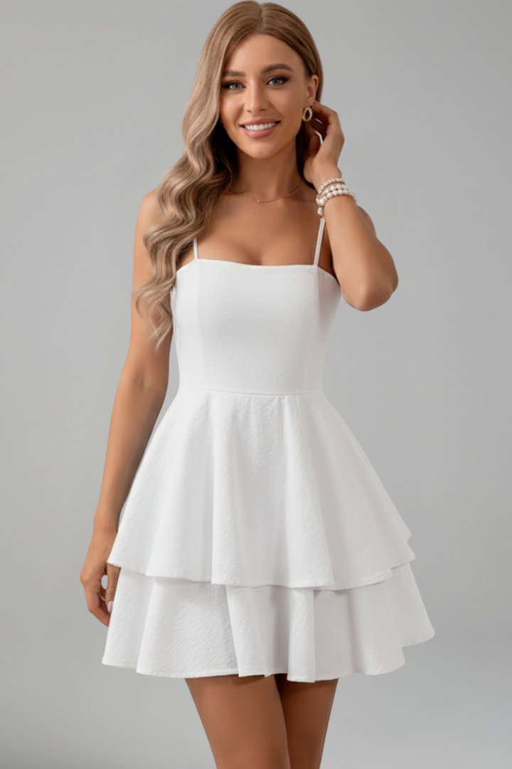 Elfriede | Women's Mini Dress with Spaghetti Straps and flared Skirt