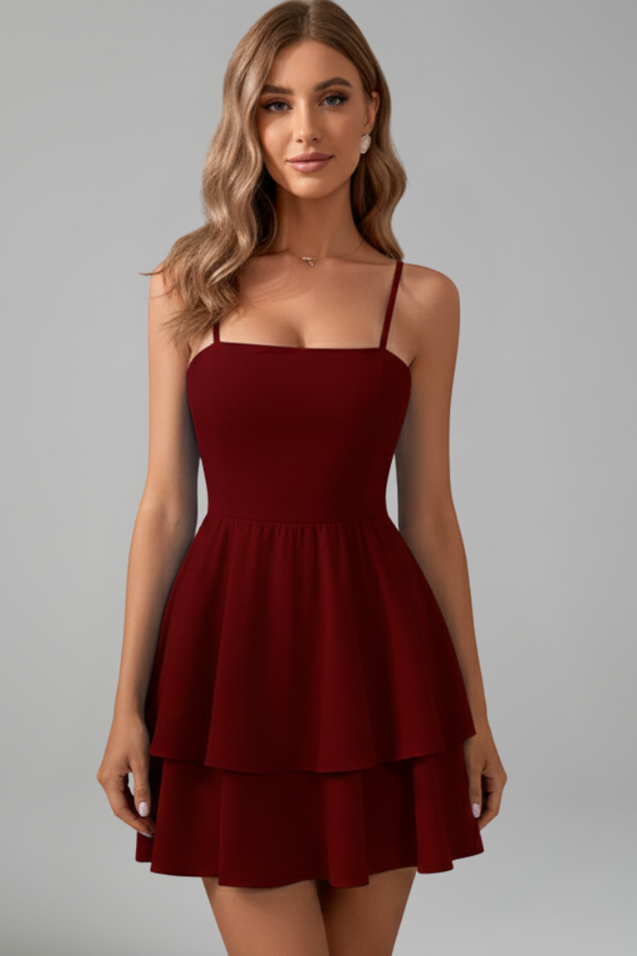 Elfriede | Women's Mini Dress with Spaghetti Straps and flared Skirt