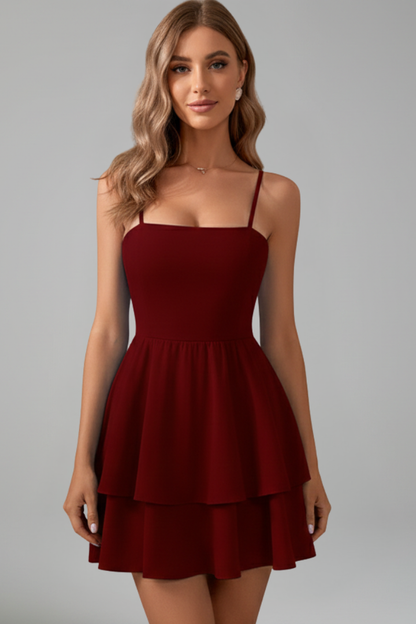 Elfriede | Women's Mini Dress with Spaghetti Straps and flared Skirt