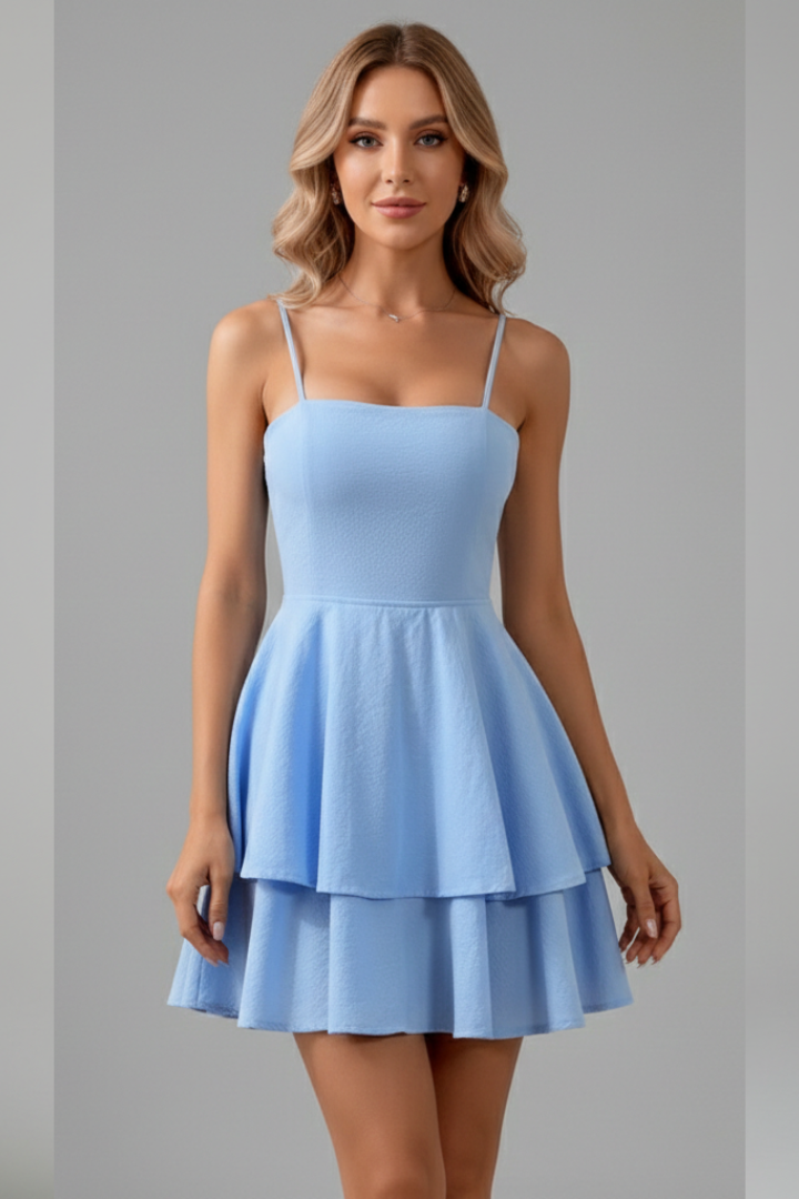 Elfriede | Women's Mini Dress with Spaghetti Straps and flared Skirt