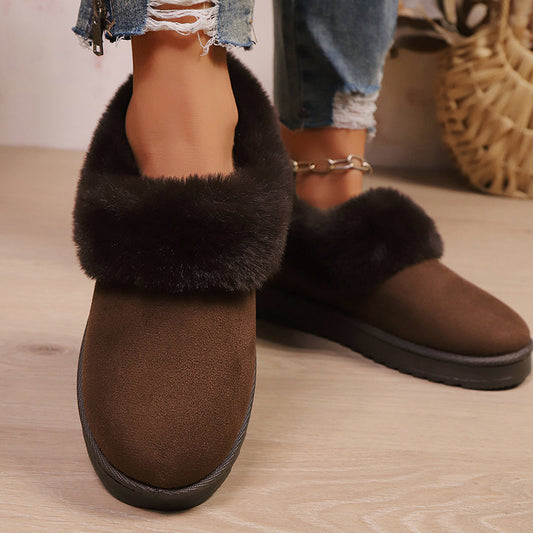Women’s Suede Slip-Ons with Faux Fur Trim