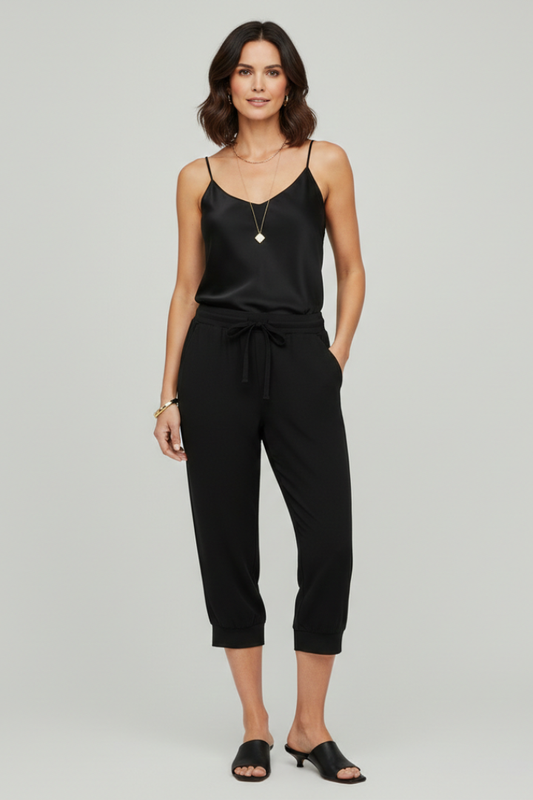 Andrea | Women's Capri Pants with Drawstring Waist and Side Pockets