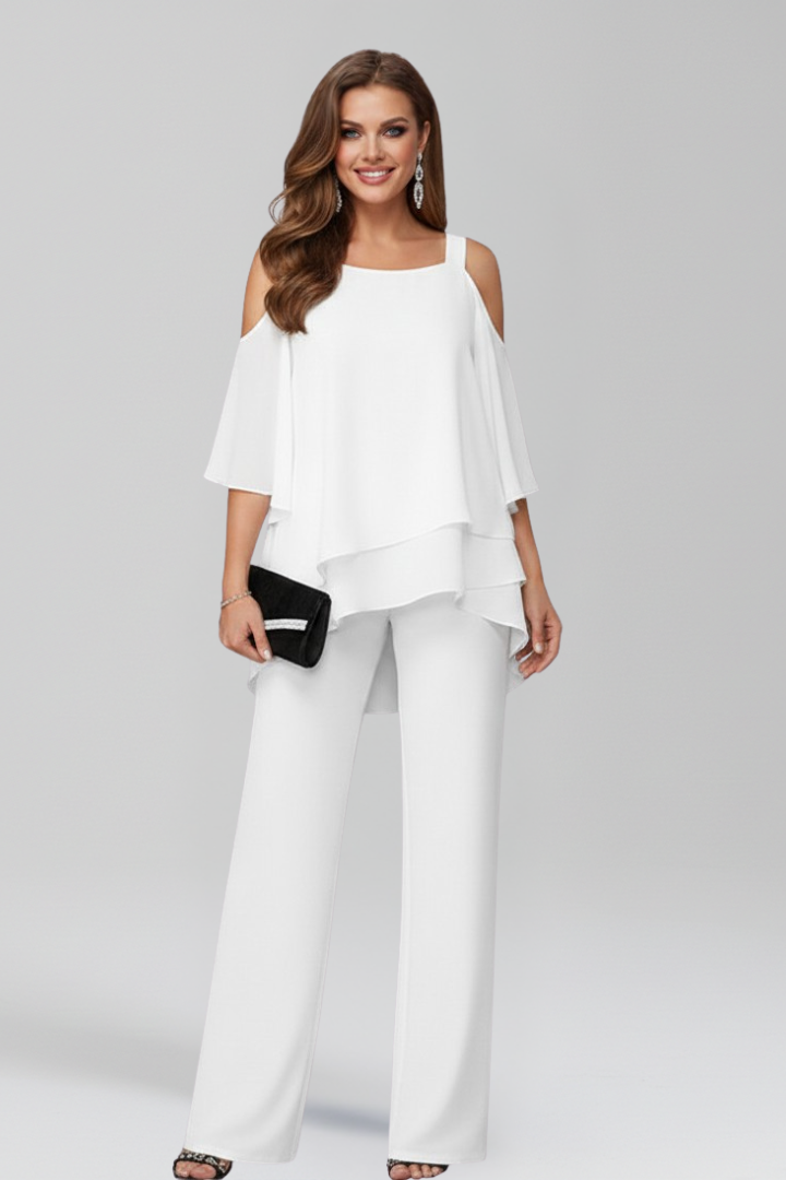 Jana | Women's Cold-Shoulder Flowing Wide-Leg Jumpsuit