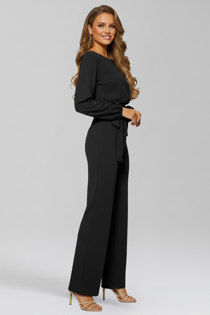 Hanna | Women's Wrap-Front Fitted Wide-Leg Jumpsuit