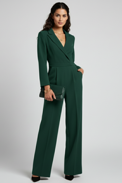 Greta | Women's Round Neck Classic Jumpsuit with Waist Tie