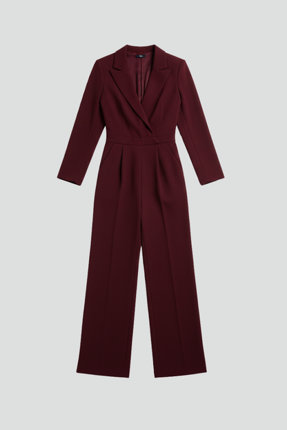 Greta | Women's Round Neck Classic Jumpsuit with Waist Tie