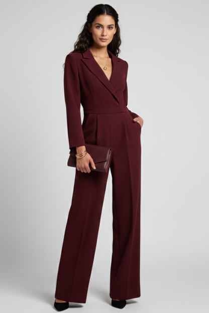 Greta | Women's Round Neck Classic Jumpsuit with Waist Tie