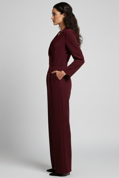 Greta | Women's Round Neck Classic Jumpsuit with Waist Tie
