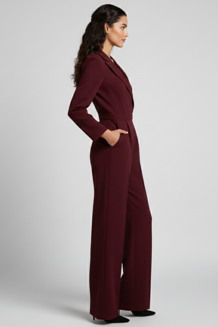Greta | Women's Round Neck Classic Jumpsuit with Waist Tie
