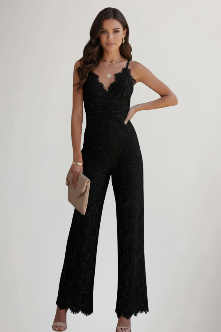 Johanna | Women's Sleeveless Pointed-V-Neck Wide-Leg Jumpsuit