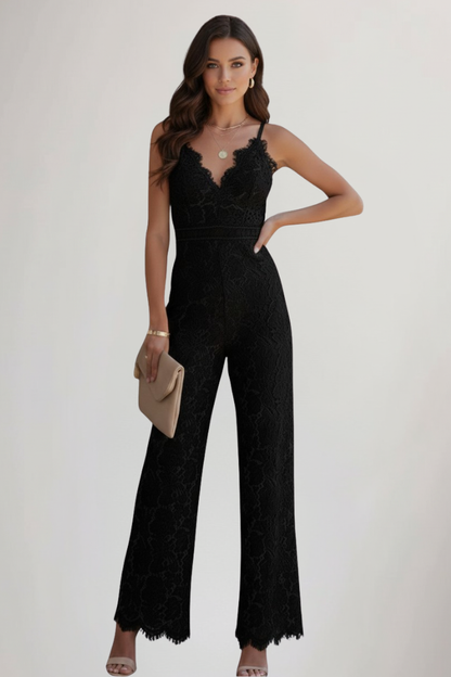 Johanna | Women's Sleeveless Pointed-V-Neck Wide-Leg Jumpsuit