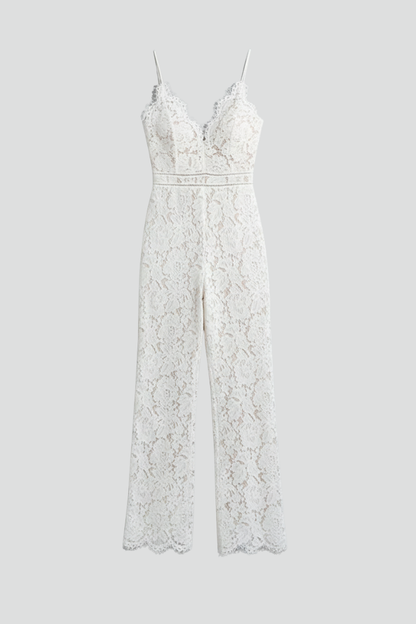 Johanna | Women's Sleeveless Pointed-V-Neck Wide-Leg Jumpsuit