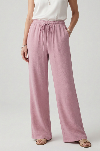 Bettina | Women's Casual-Palazzo Pants with Drawstring Waist and Side Pockets