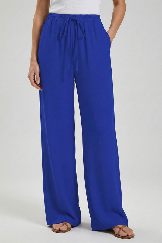 Daniela | Women's Palazzo Pants with Drawstring Waist and Side Pockets
