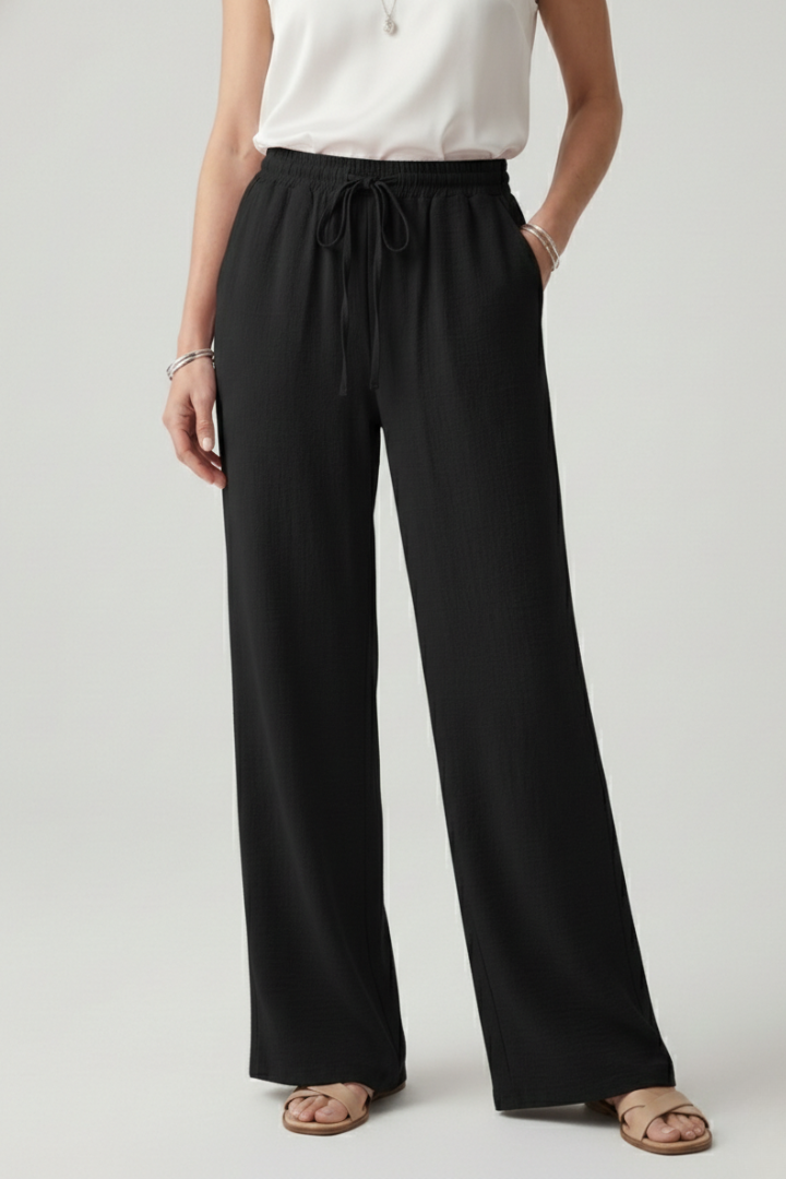 Bettina | Women's Casual-Palazzo Pants with Drawstring Waist and Side Pockets