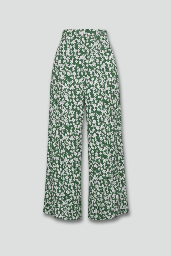 Angela | Women's Casual Pants in Palazzo-Style with Floral Print and Wide Leg