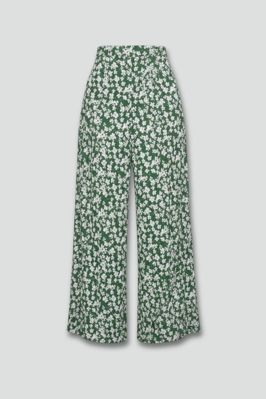 Angela | Women's Casual Pants in Palazzo-Style with Floral Print and Wide Leg