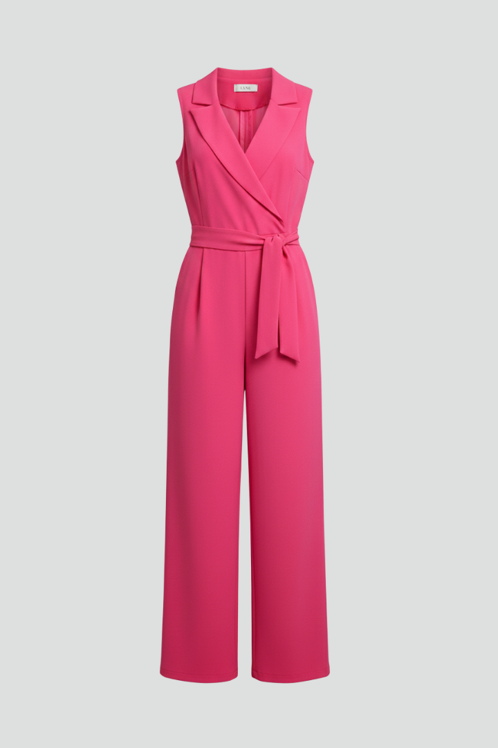 Felicia | Women's Sleeveless V-Neck Jumpsuit with Waist Belt