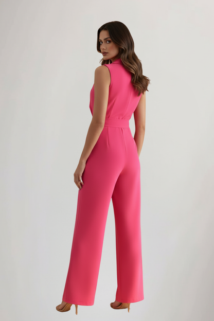 Felicia | Women's Sleeveless V-Neck Jumpsuit with Waist Belt