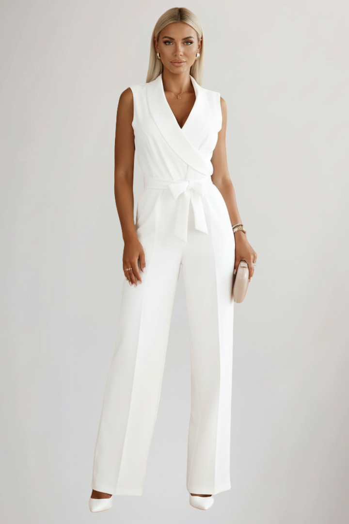 Felicia | Women's Sleeveless V-Neck Jumpsuit with Waist Belt