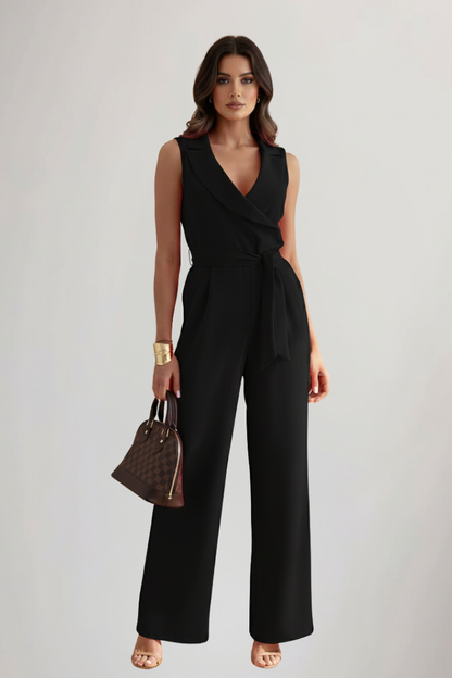 Felicia | Women's Sleeveless V-Neck Jumpsuit with Waist Belt