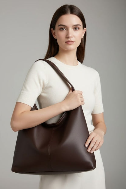 Jacqueline | Women's Classic Tote Bag with Faux Leather Outer Material and Large Inner Pocket