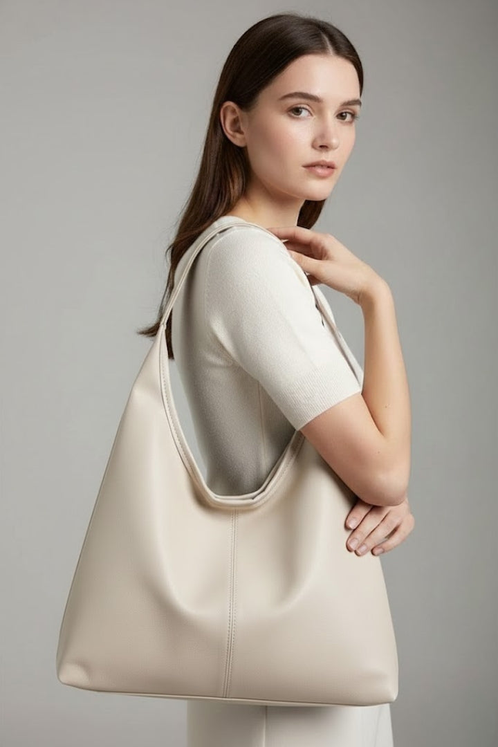 Jacqueline | Women's Classic Tote Bag with Faux Leather Outer Material and Large Inner Pocket