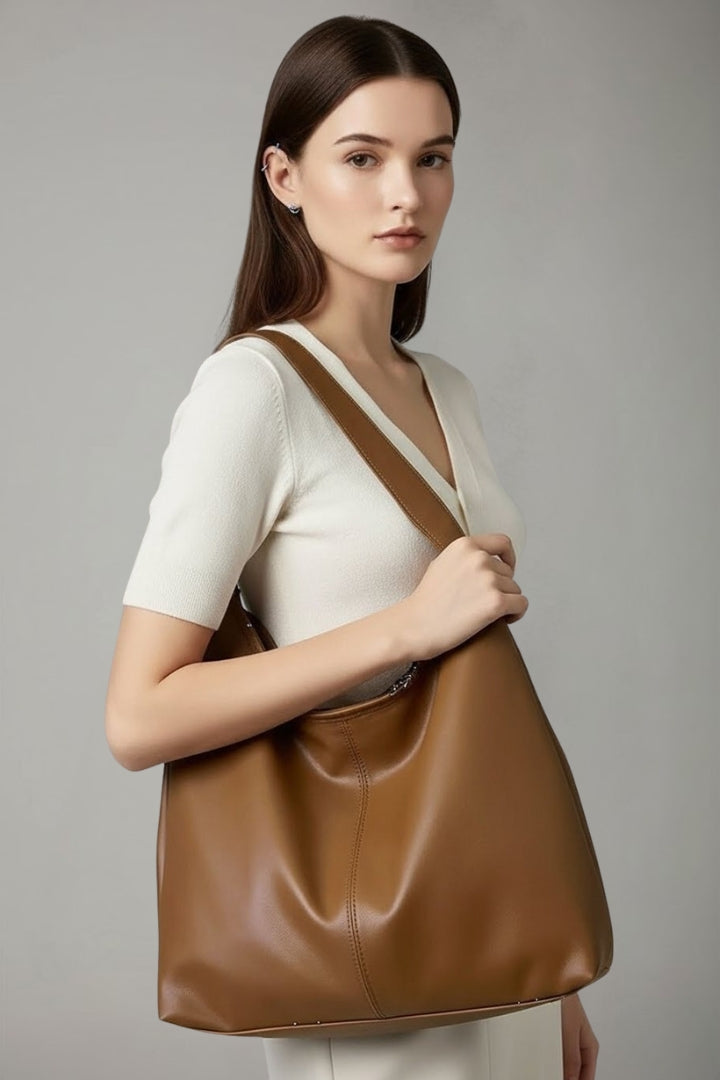 Jacqueline | Women's Classic Tote Bag with Faux Leather Outer Material and Large Inner Pocket