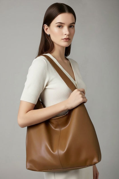 Jacqueline | Women's Classic Tote Bag with Faux Leather Outer Material and Large Inner Pocket