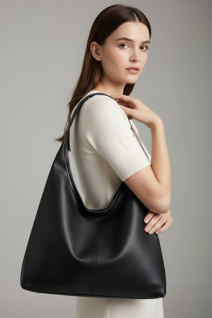 Jacqueline | Women's Classic Tote Bag with Faux Leather Outer Material and Large Inner Pocket