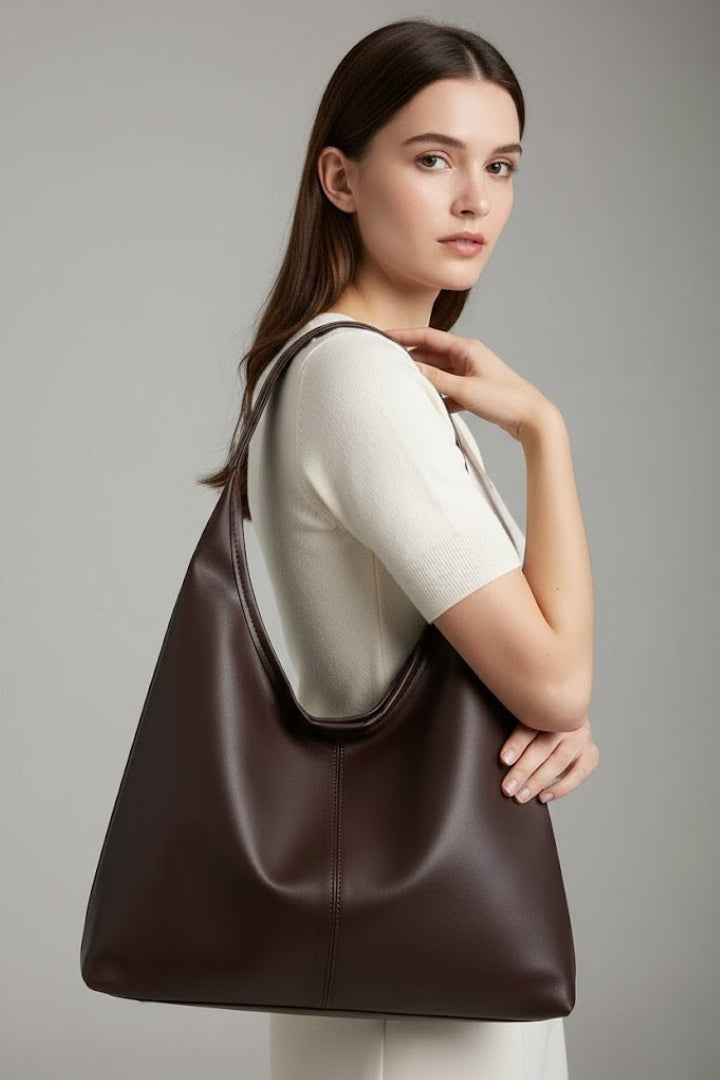 Jacqueline | Women's Classic Tote Bag with Faux Leather Outer Material and Large Inner Pocket