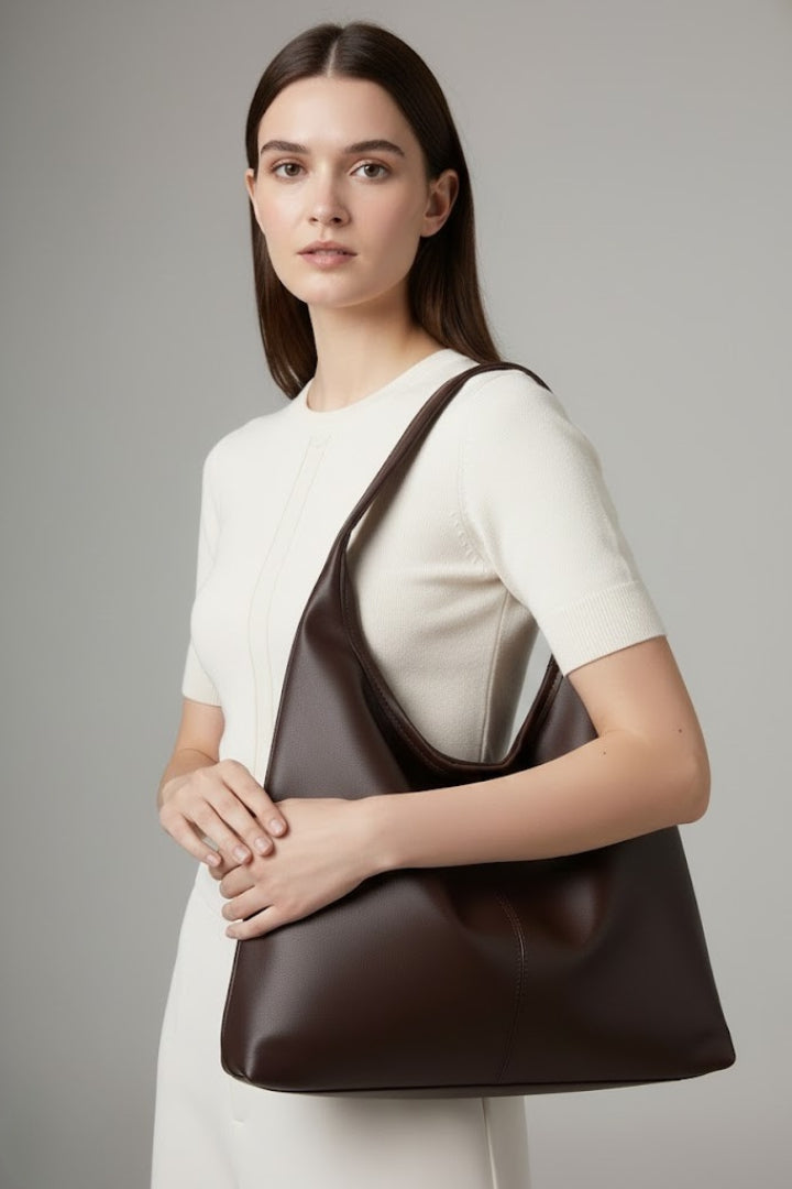 Jacqueline | Women's Classic Tote Bag with Faux Leather Outer Material and Large Inner Pocket