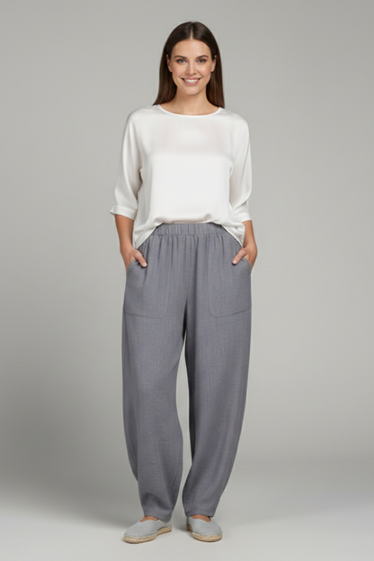 Claudia | Women's Pants with Elastic Waistband and Side Pockets