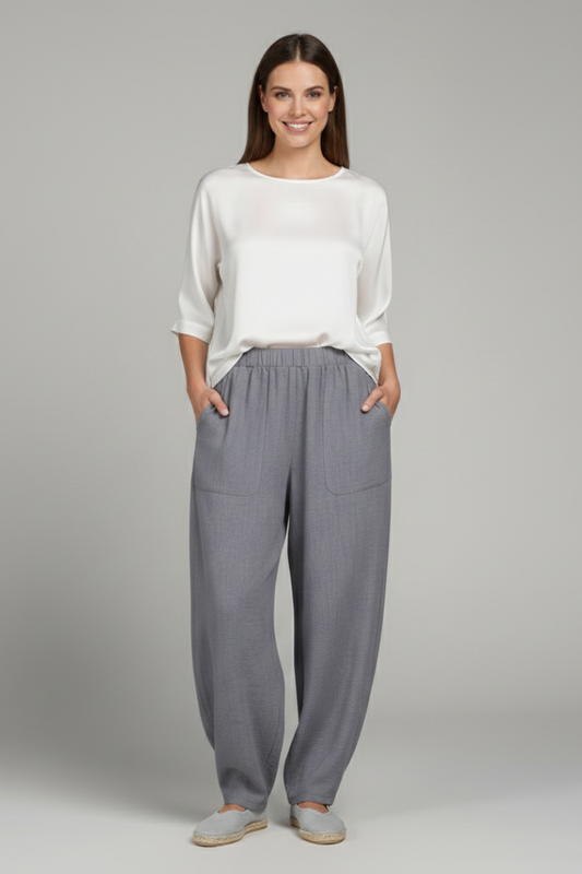 Claudia | Women's Pants with Elastic Waistband and Side Pockets