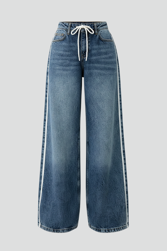 Beatrice | Women's Relaxed Wide-Leg Denim Jeans with Drawstring Detail