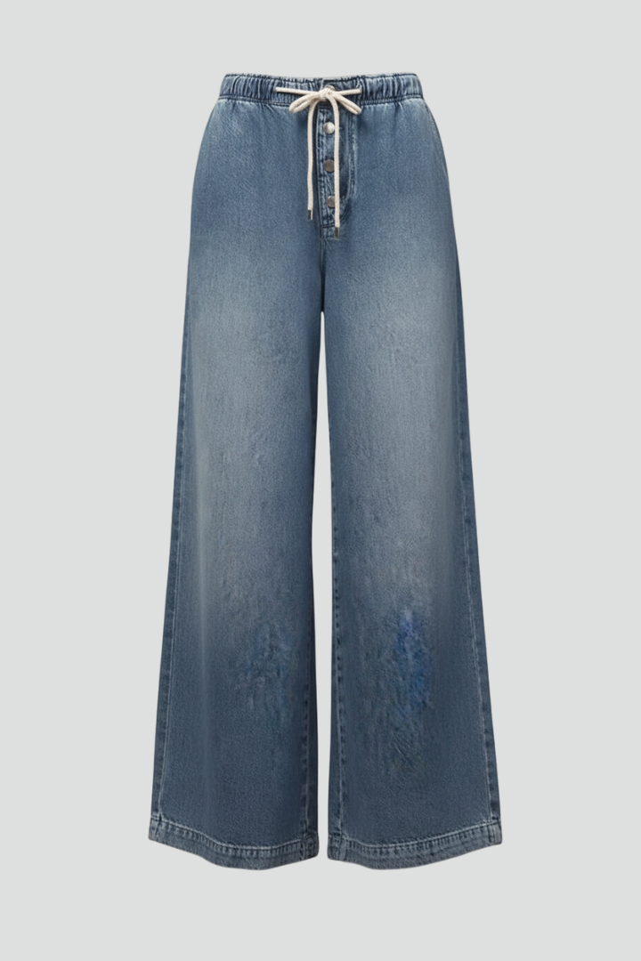 Elfriede | Women's Relaxed Wide-Leg Denim Jeans with Drawstring