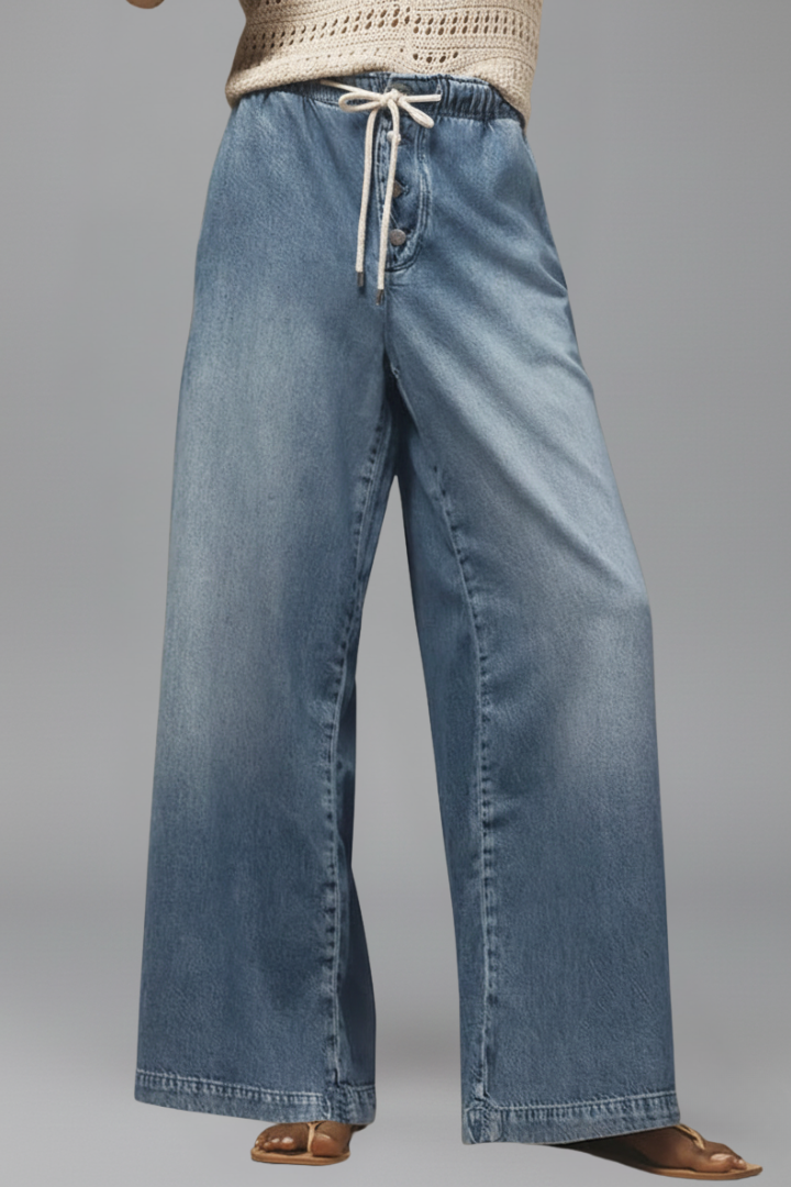 Elfriede | Women's Relaxed Wide-Leg Denim Jeans with Drawstring