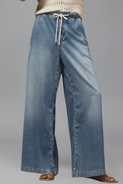 Elfriede | Women's Relaxed Wide-Leg Denim Jeans with Drawstring