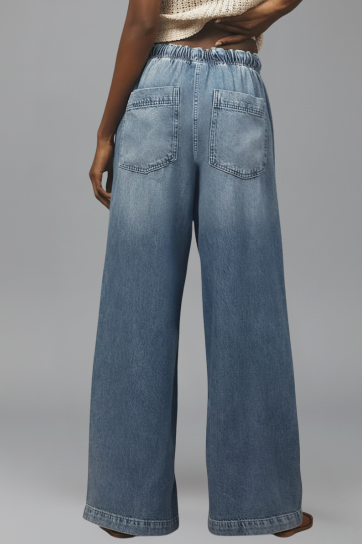 Elfriede | Women's Relaxed Wide-Leg Denim Jeans with Drawstring