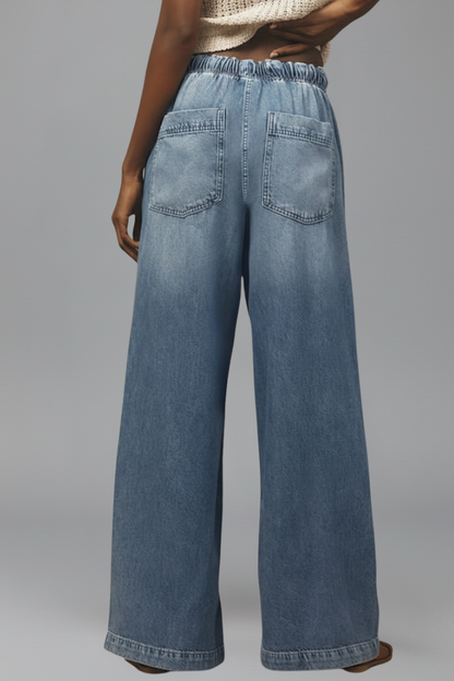 Elfriede | Women's Relaxed Wide-Leg Denim Jeans with Drawstring