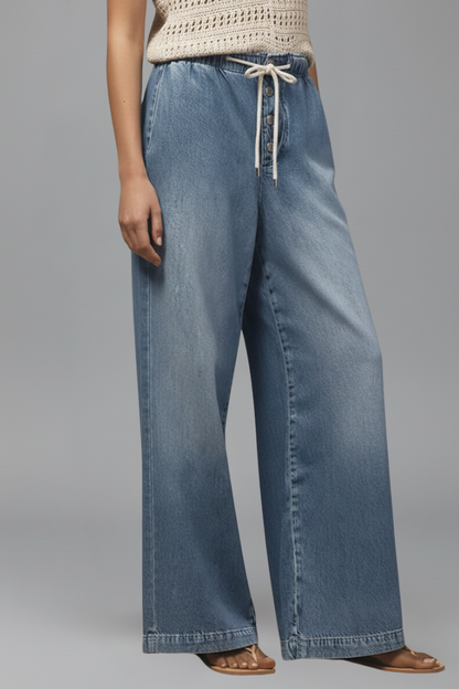 Elfriede | Women's Relaxed Wide-Leg Denim Jeans with Drawstring